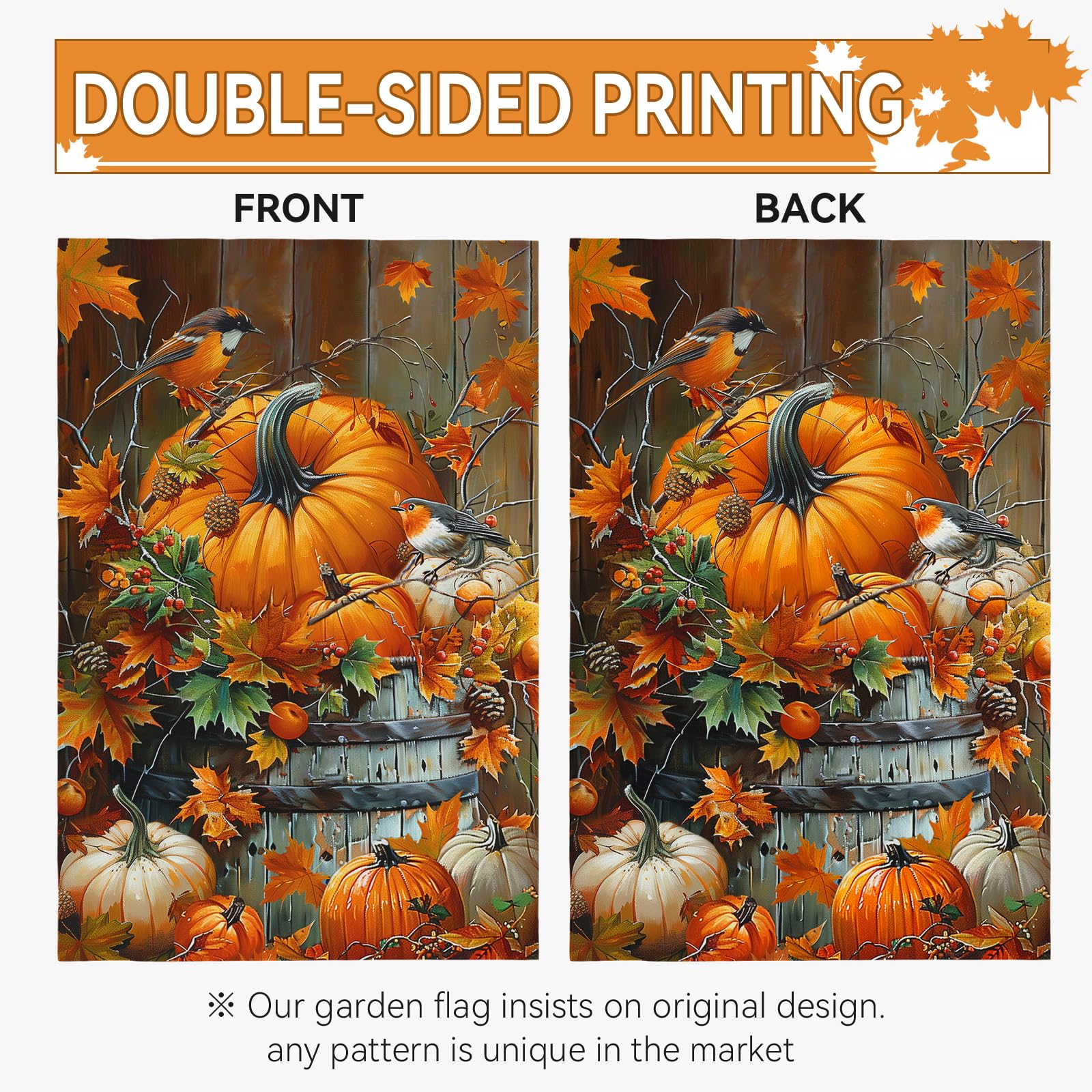 Packaging of Cryfox Fall Pumpkin Garden Flag