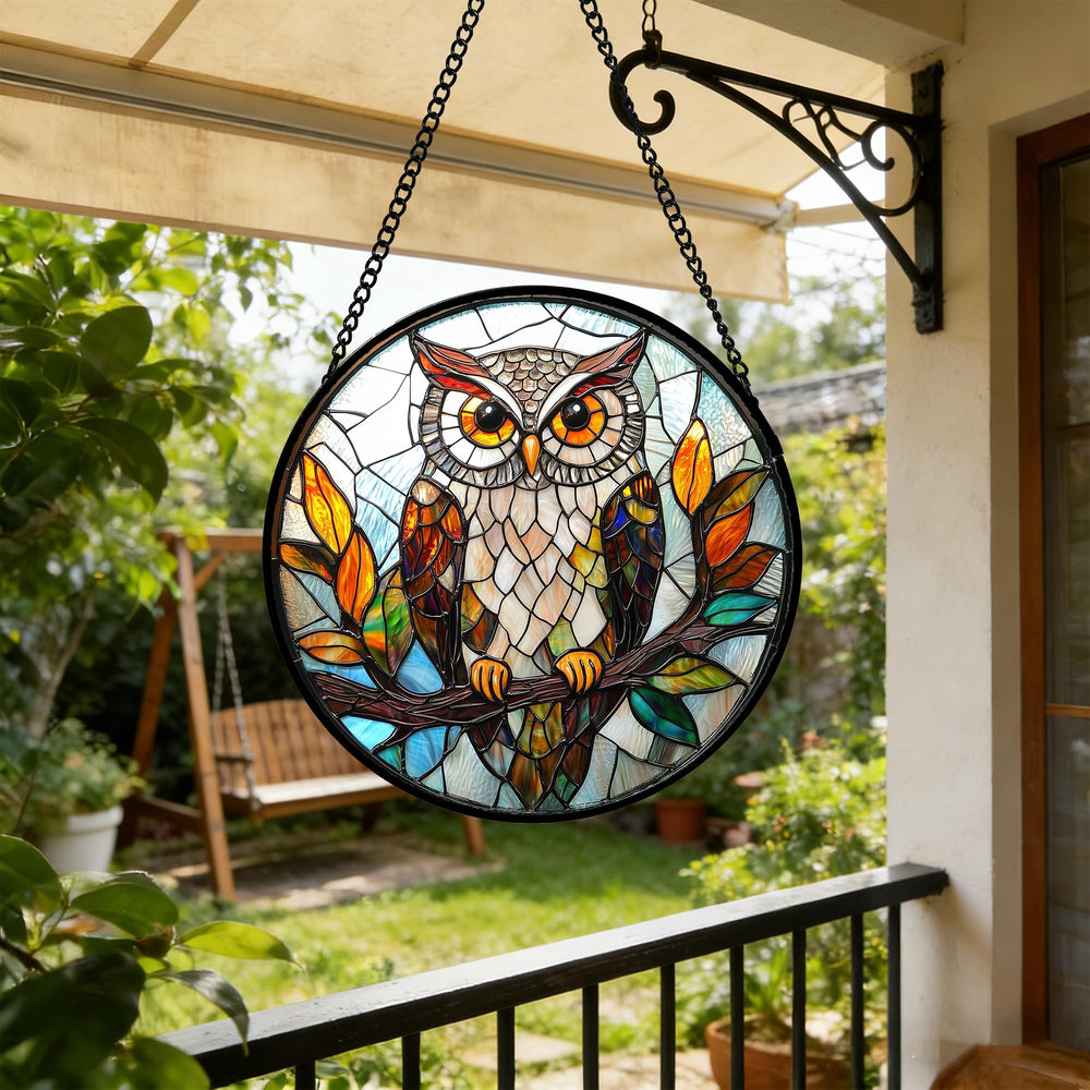 Packaging of DASTOLL Owl stained glass suncatcher