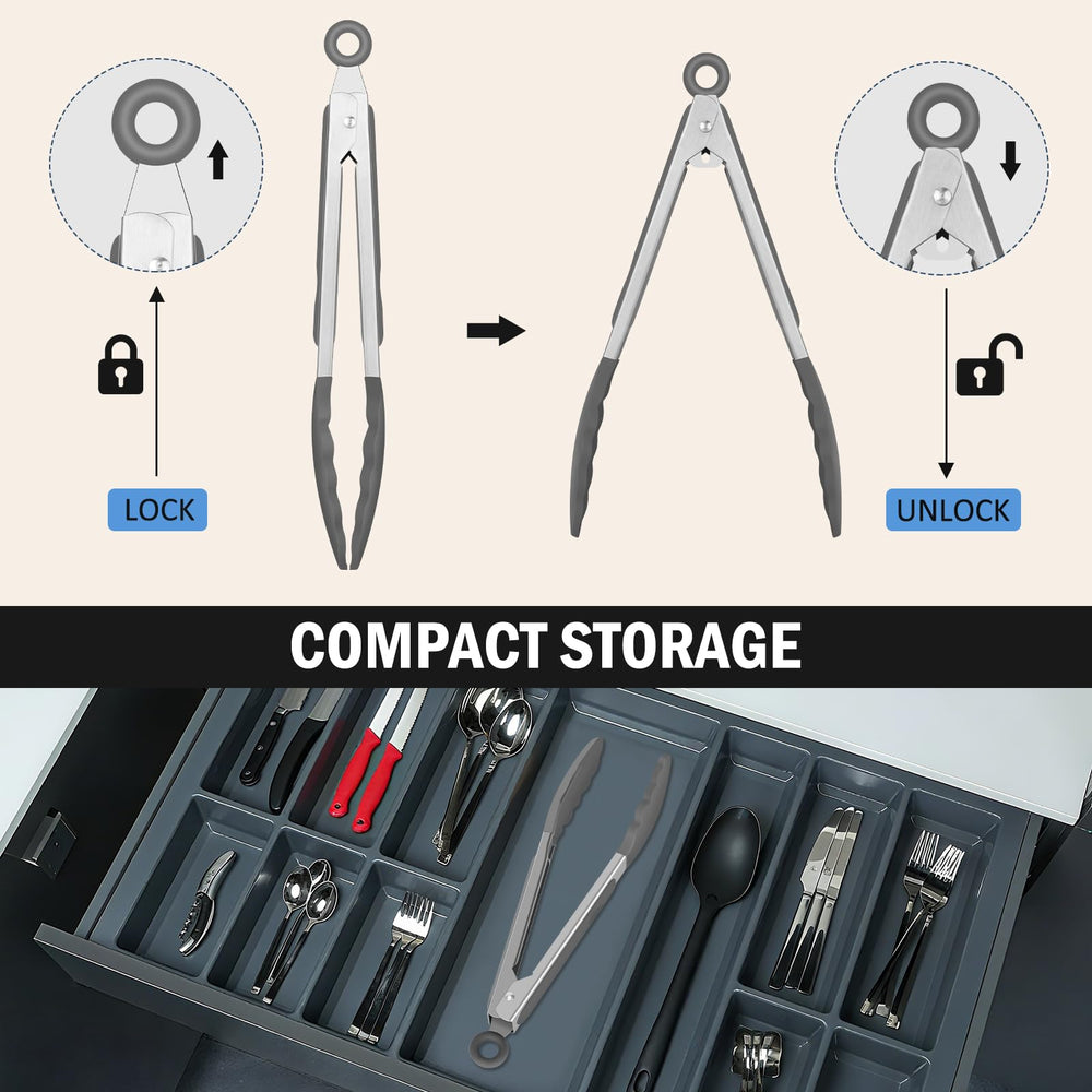 Packaging of EEKEDO Kitchen Tongs Set with details
