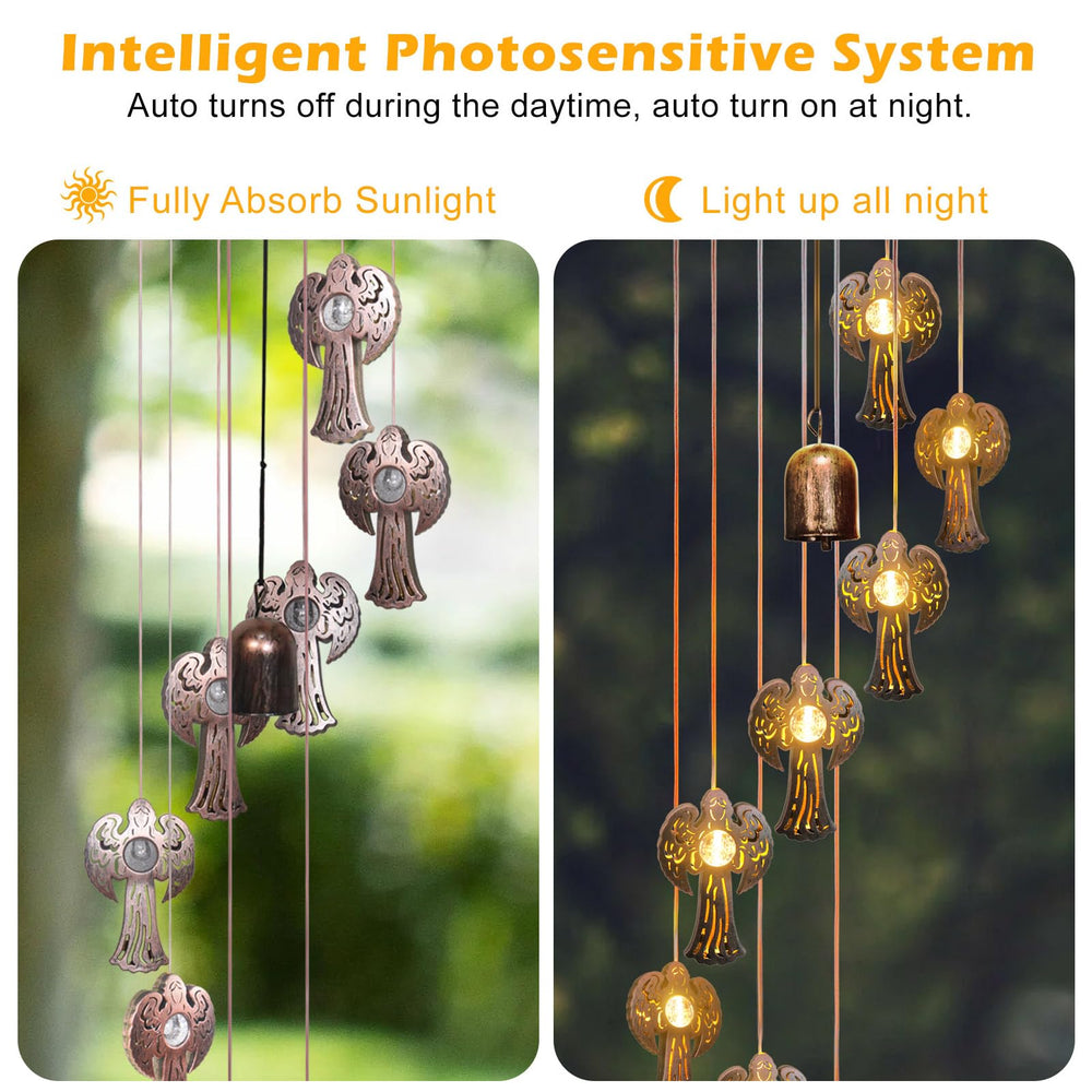Packaging of esgarden Solar Angel Wind Chimes with product details