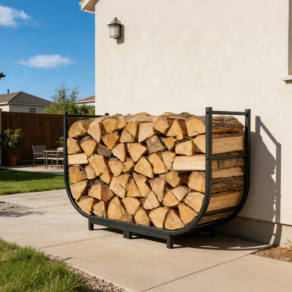 packaging of facka 40 Inch Firewood Rack with hardware included