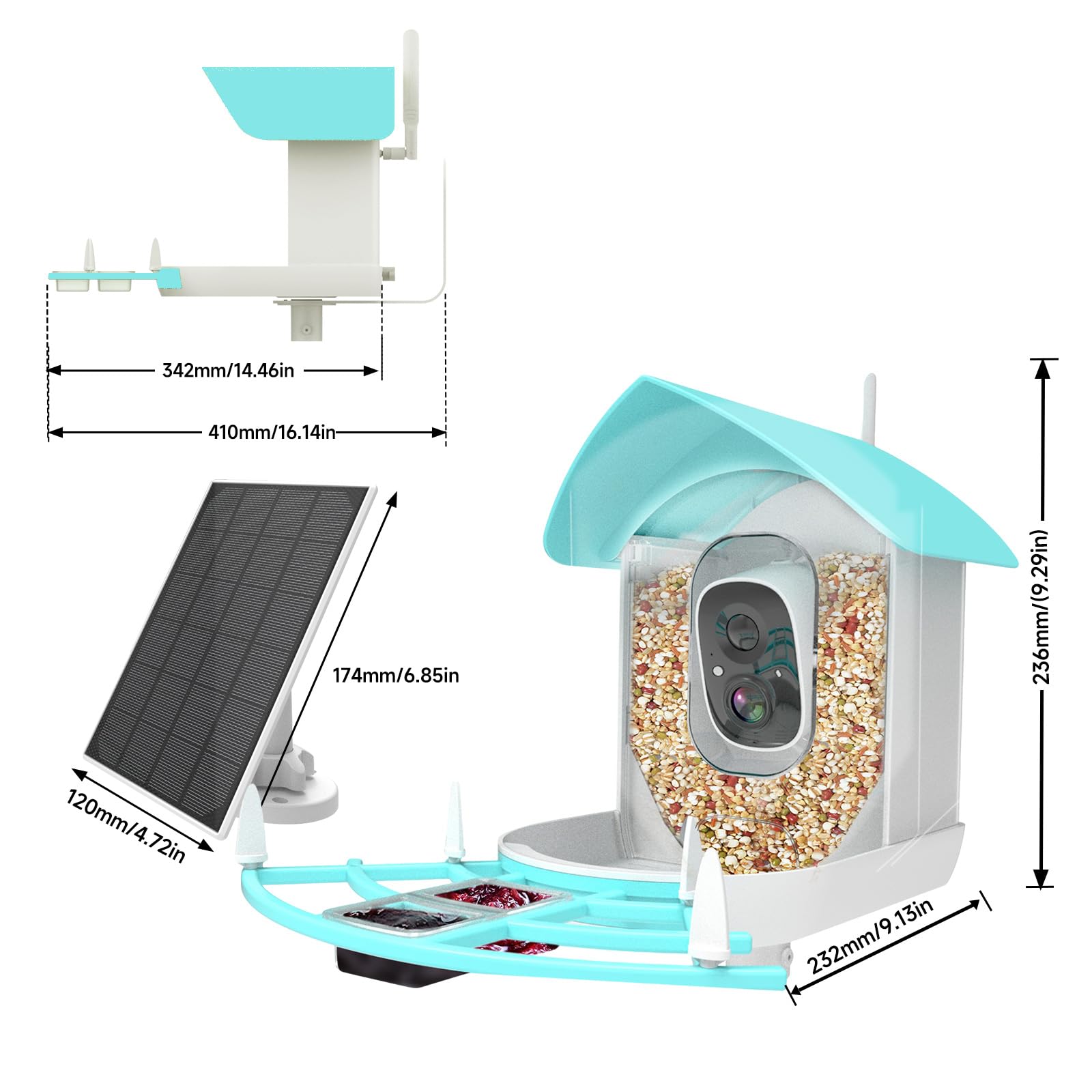 Packaging of Fazoxo Bird Feeder Camera with included accessories