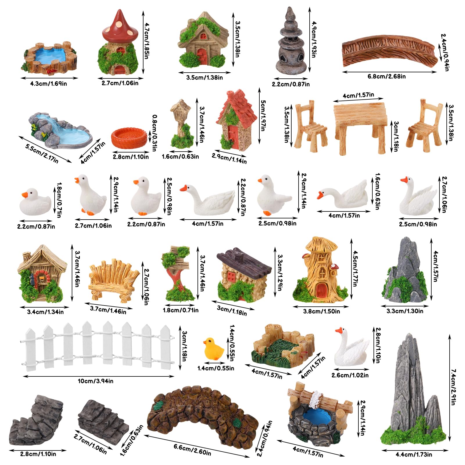 Packaging of GGSTDDUP 35-piece fairy garden accessories set