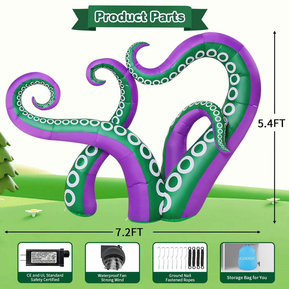 Packaging of GOOSH Inflatable Octopus with included items