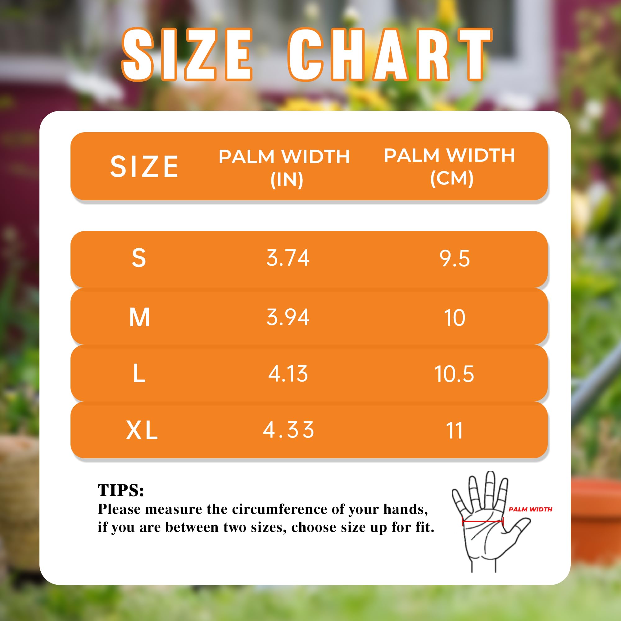 Packaging of HANDLANDY Rose Pruning Gloves showing size and features