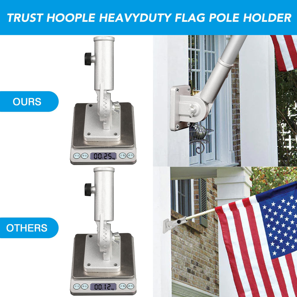 Packaging of HOOPLE Flag Pole Holder with included accessories