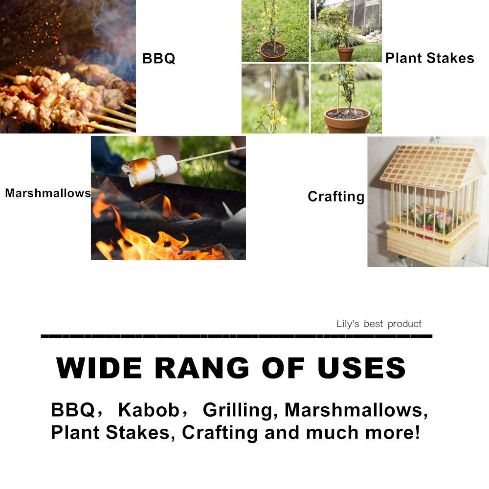 Packaging of HOPELF bamboo skewers showing dimensions