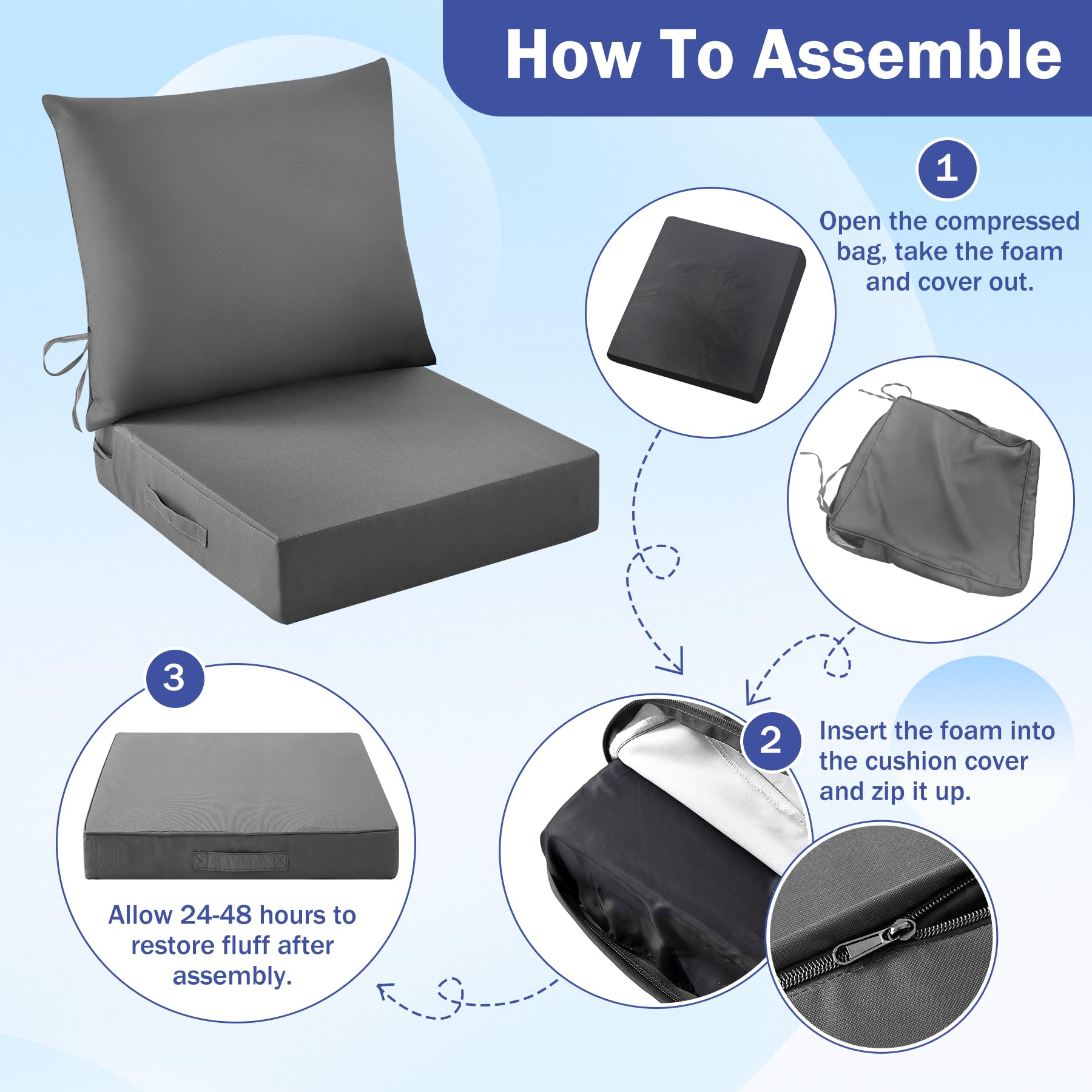 Packaging of IASEAHK Outdoor Seat Cushion Set