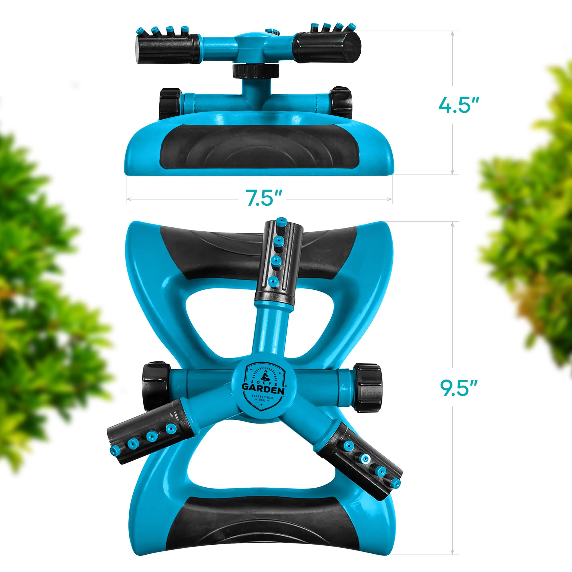 Packaging of Joeys Garden Rotating Lawn Sprinkler
