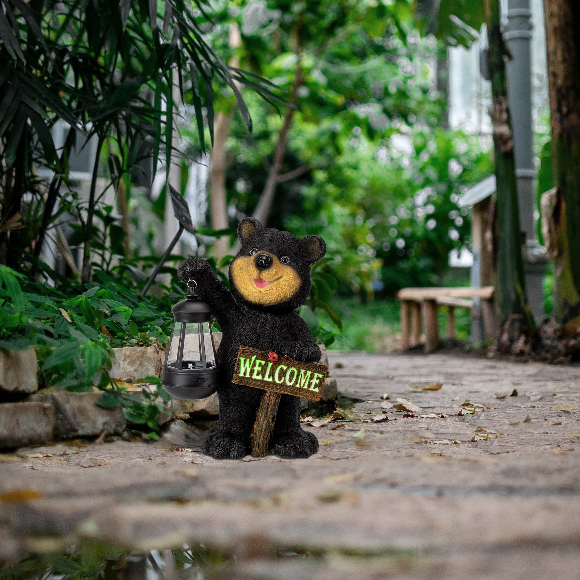 Packaging of Juegoal Garden Bear Statue with product details