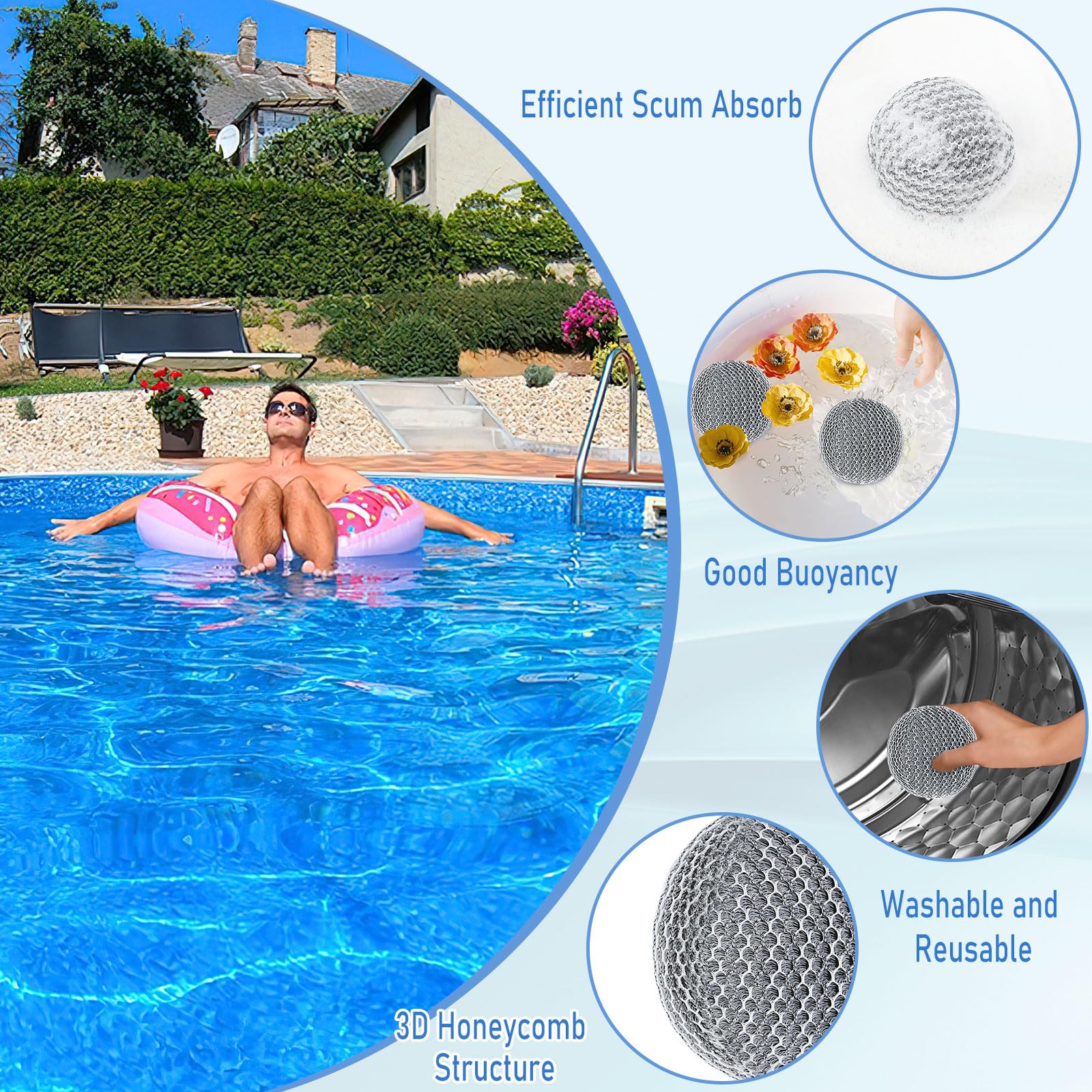 Packaging of JULMELON hot tub scum absorber balls