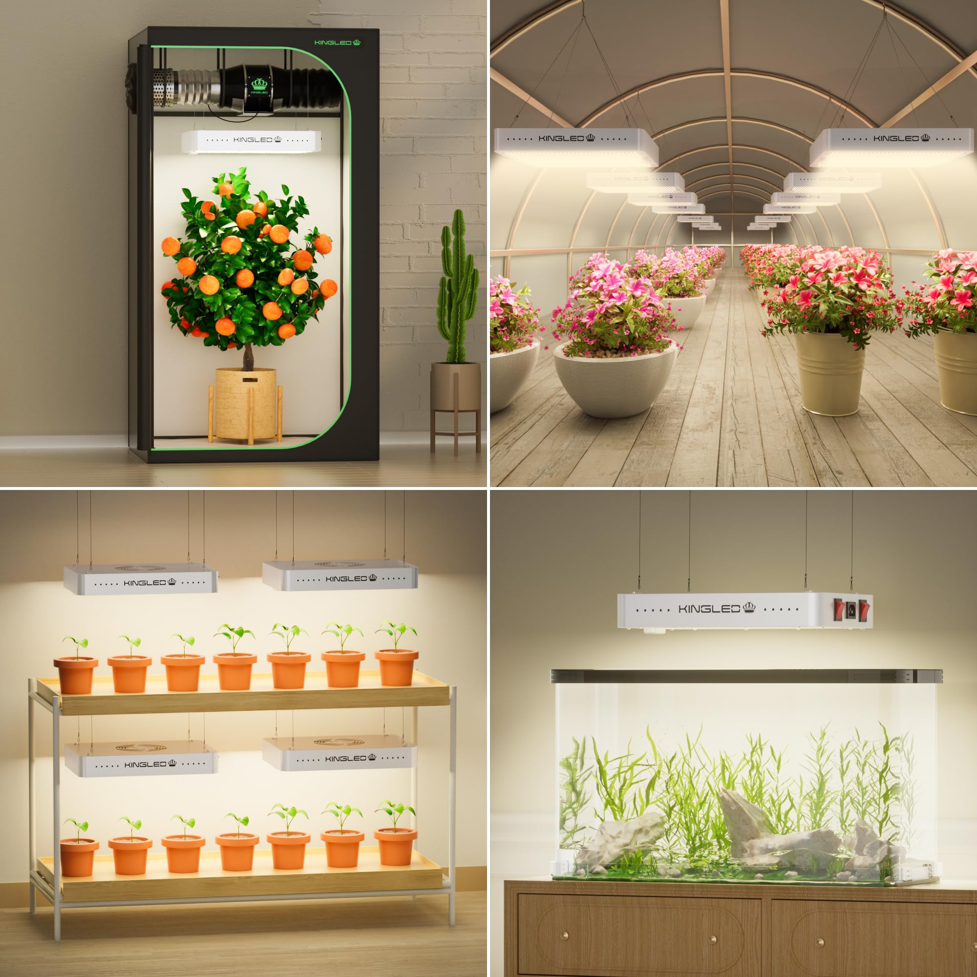 Packaging of KINGPLUS KP1500 grow light with accessories
