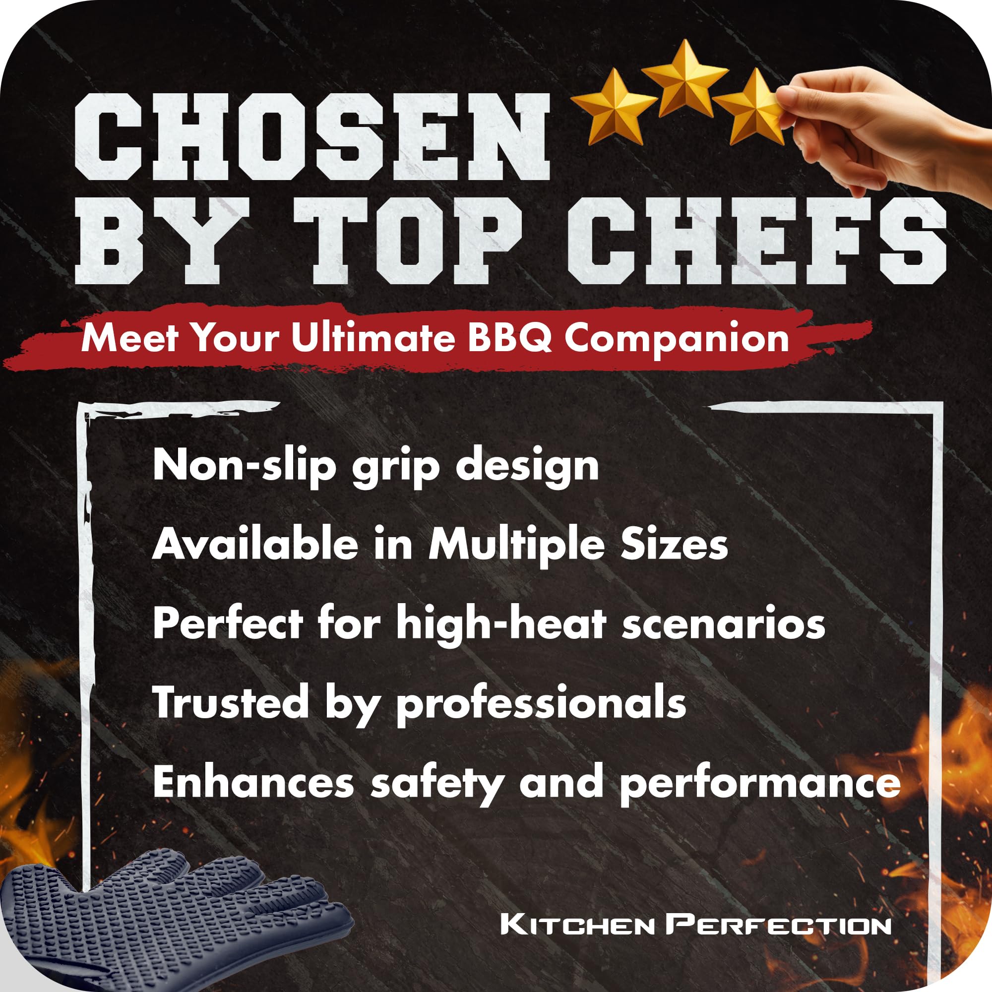 Packaging of Kitchen Perfection XL Silicone Smoker BBQ Gloves