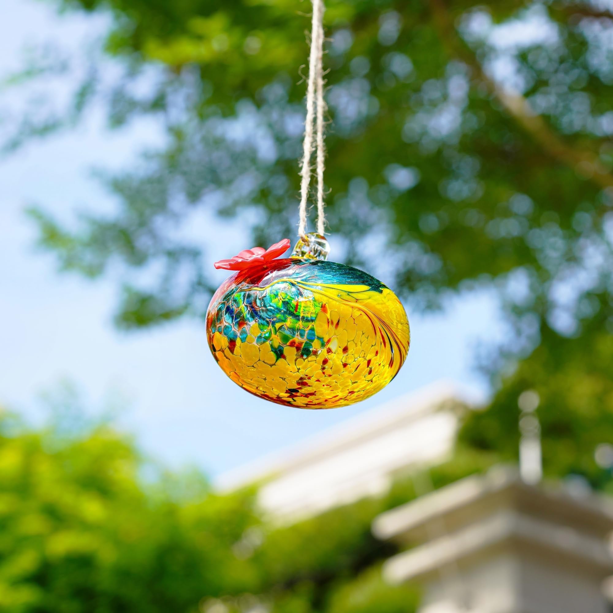 Packaging of KRISININE Hand Blown Glass Hummingbird Feeder