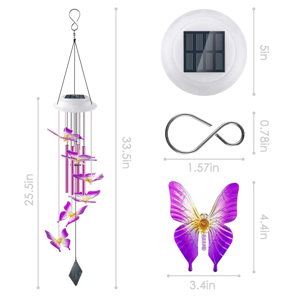Packaging of Lightalent Solar Butterfly Wind Chime with product details