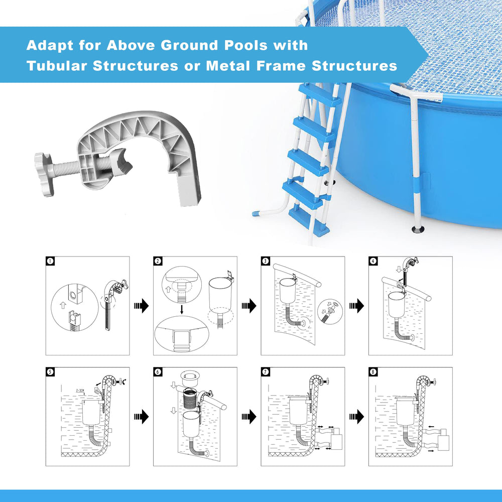 Packaging of MUWOOB Above Ground Pool Skimmer with accessories