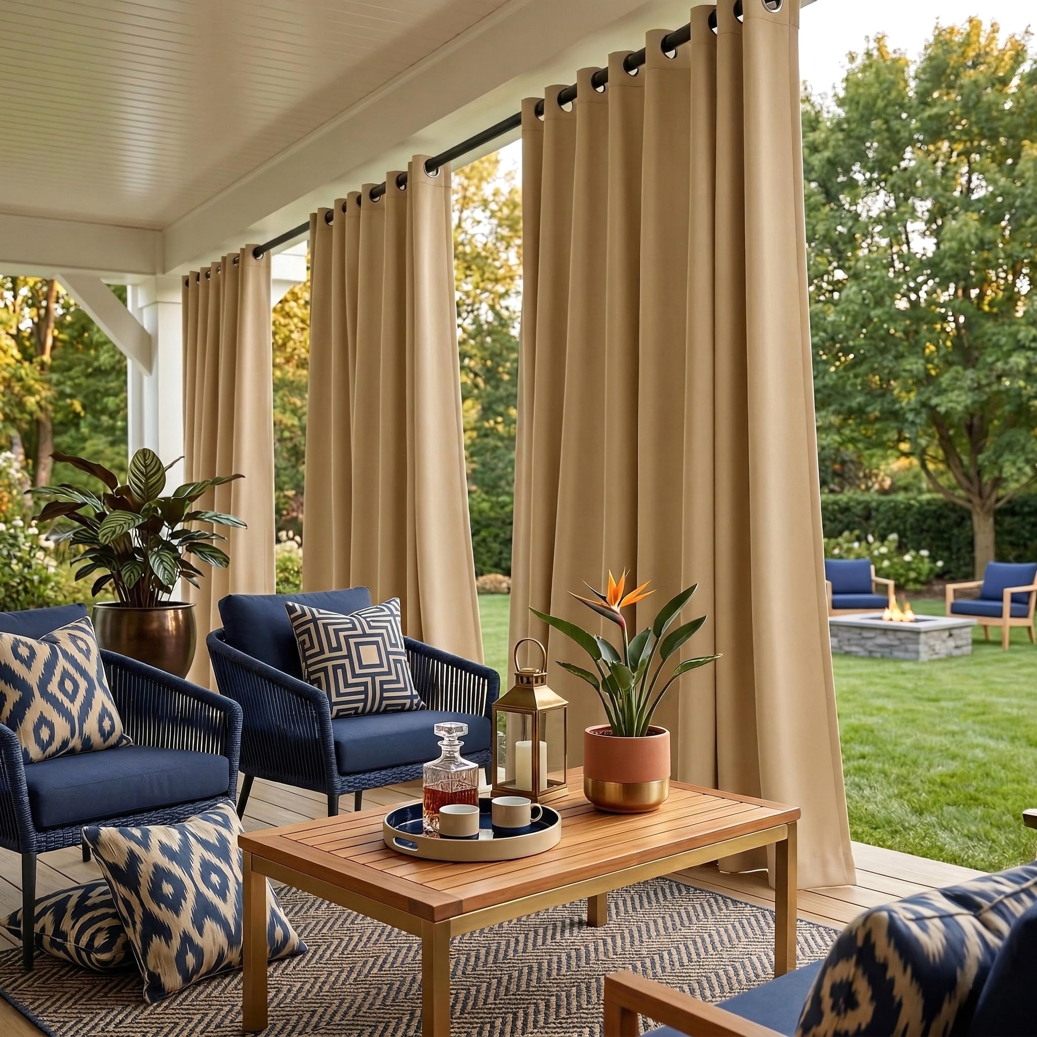 Packaging of NICETOWN Outdoor Curtains with details