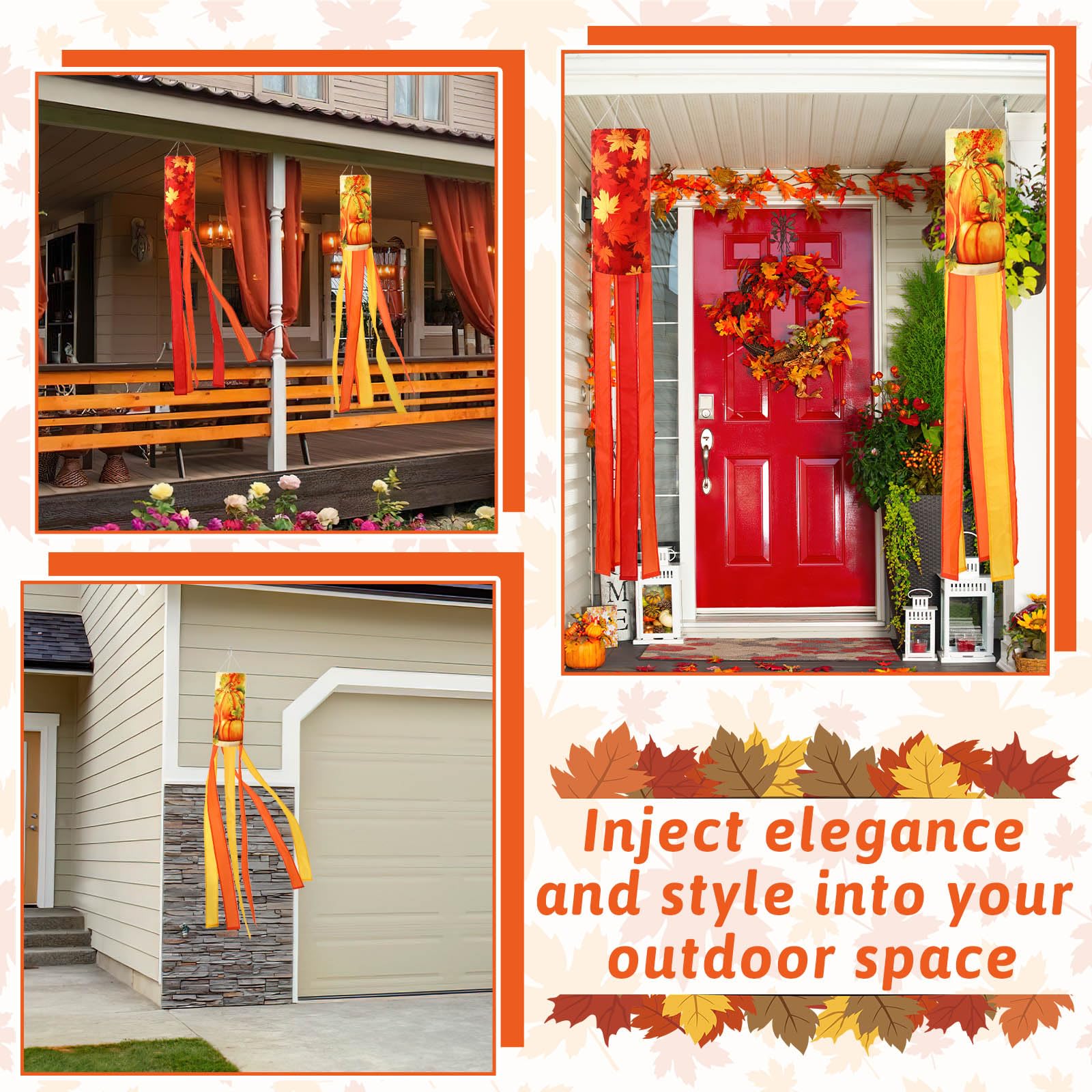 Packaging of NOVWANG fall windsocks for outdoor decor