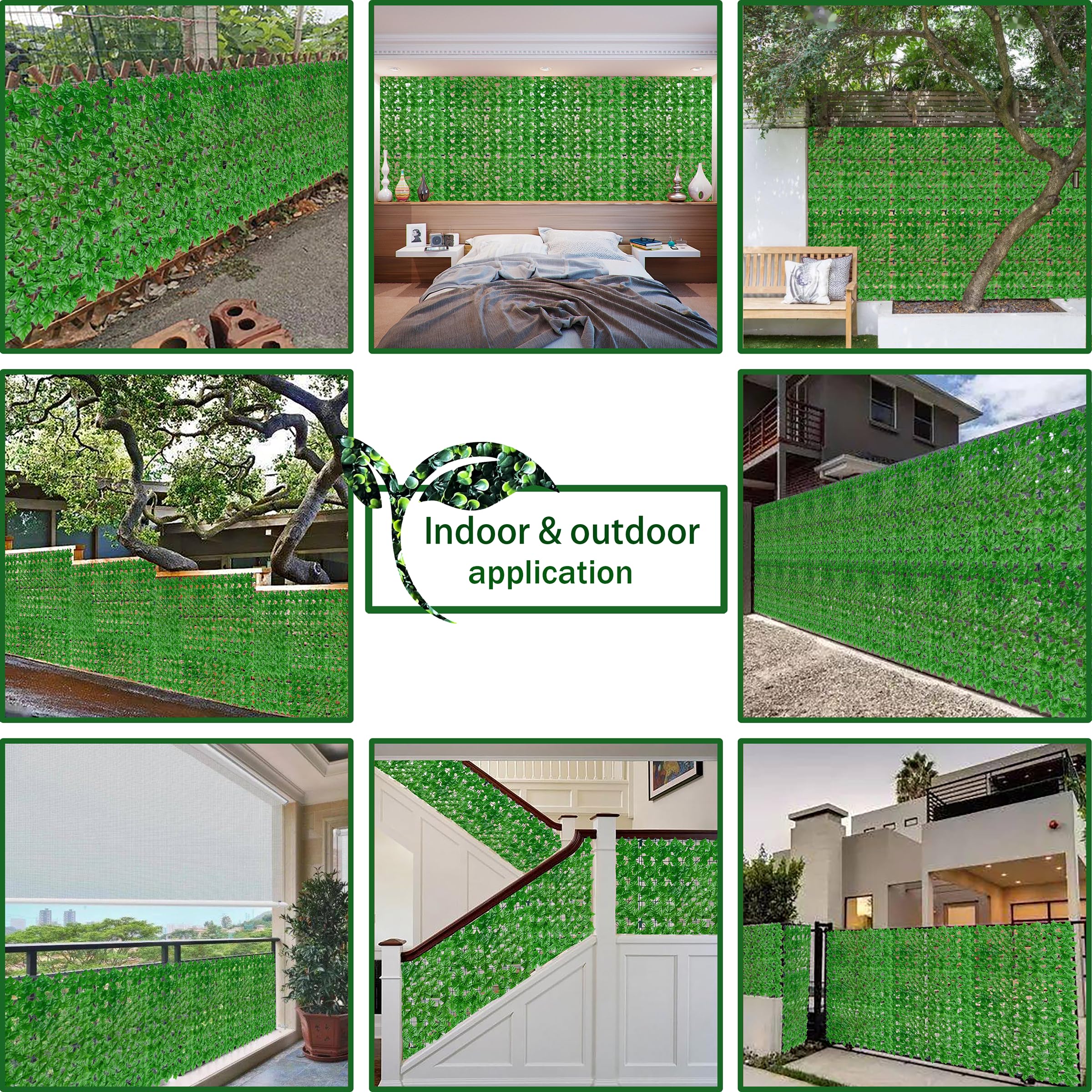 Packaging of ODTORY artificial ivy privacy screen with cable ties