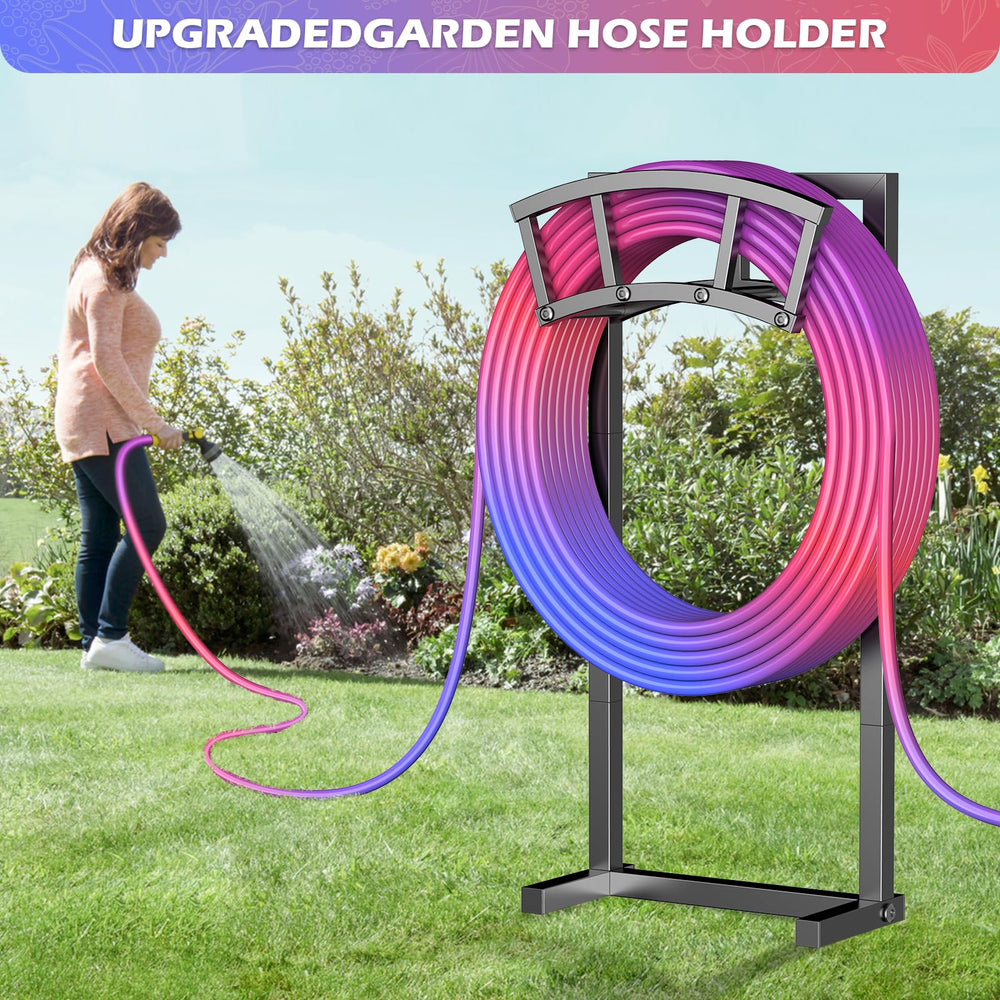 Packaging of OLV Freestanding Garden Hose Holder showing included parts