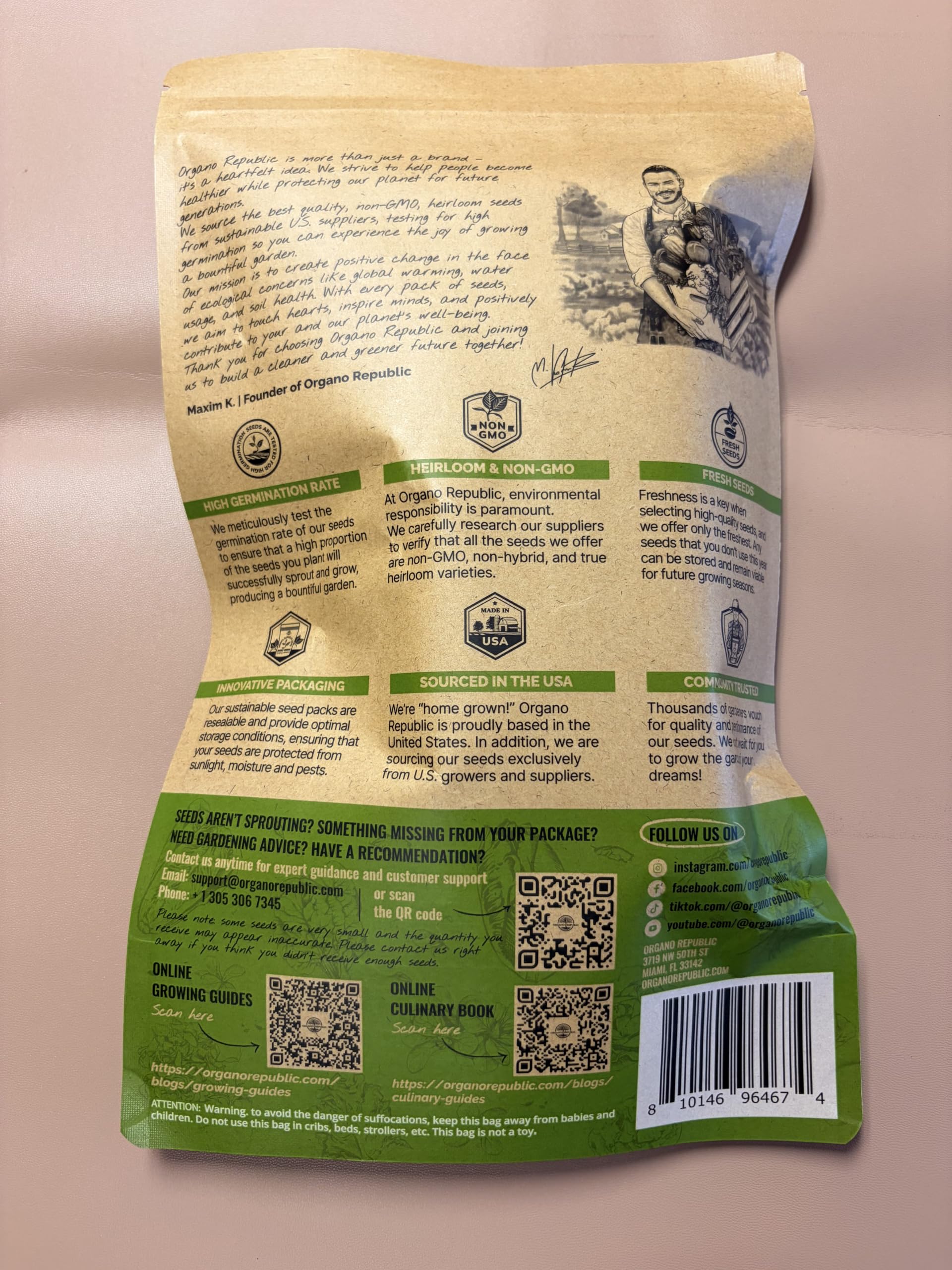 Packaging of Organo Republic Lettuce & Salad Greens Seeds