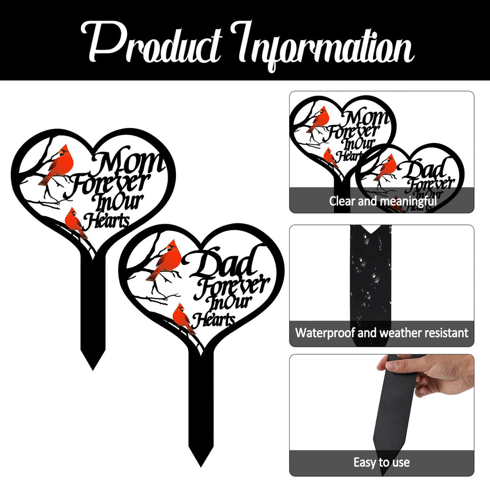 Packaging of OZIO Heart Memorial Grave Marker with product details