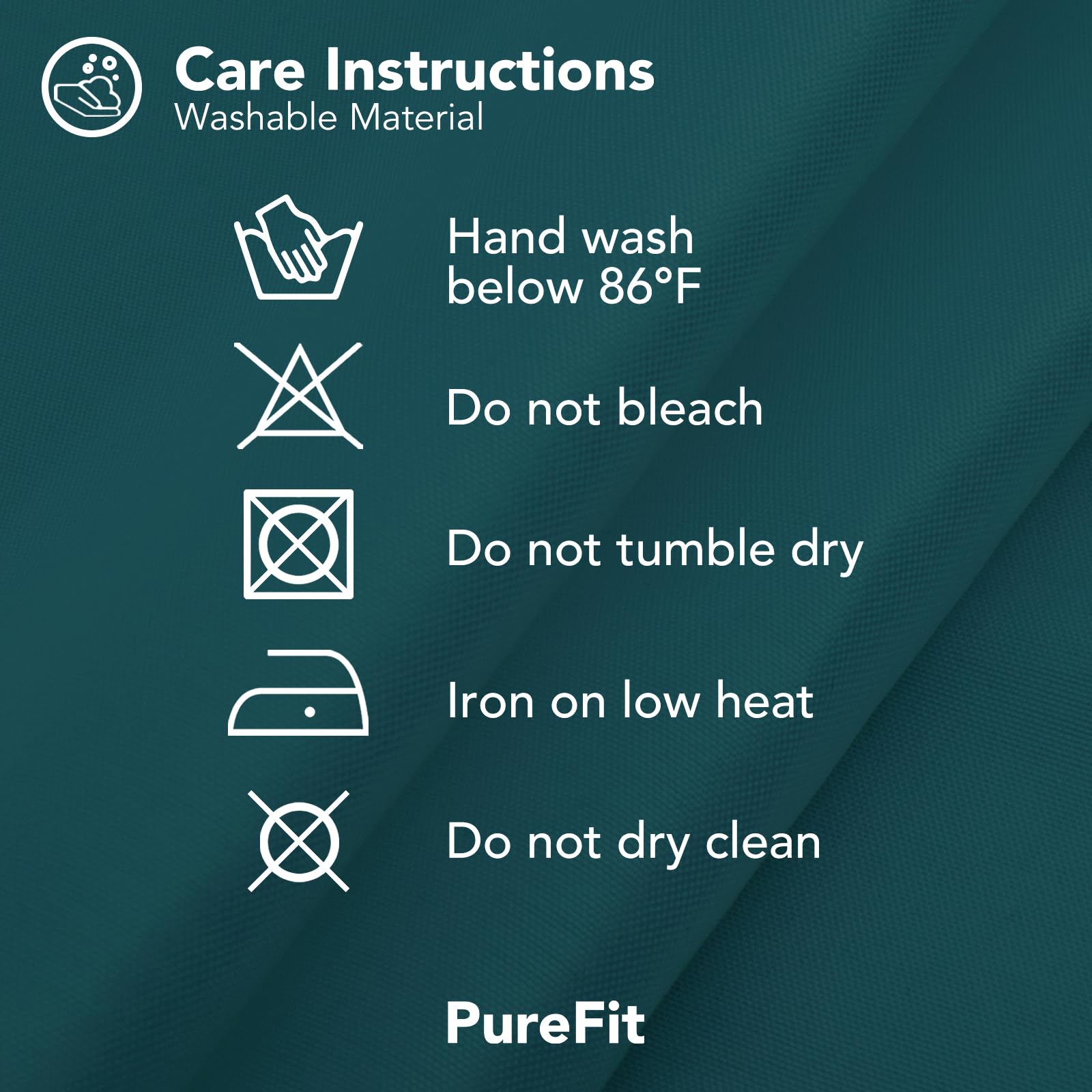 Packaging of PureFit outdoor curtains showing dimensions