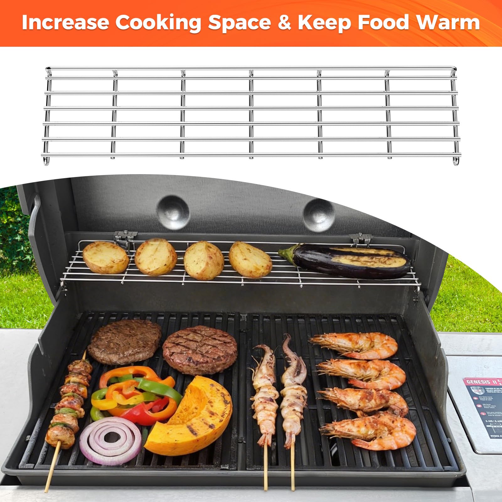 Packaging of QuliMetal warming rack for Weber Genesis II
