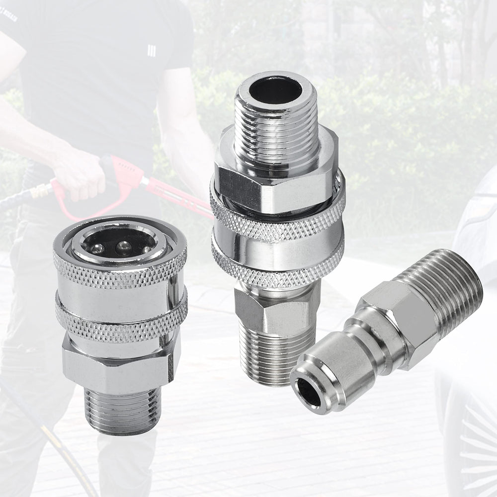 Packaging of Raincovo pressure washer fittings with product details