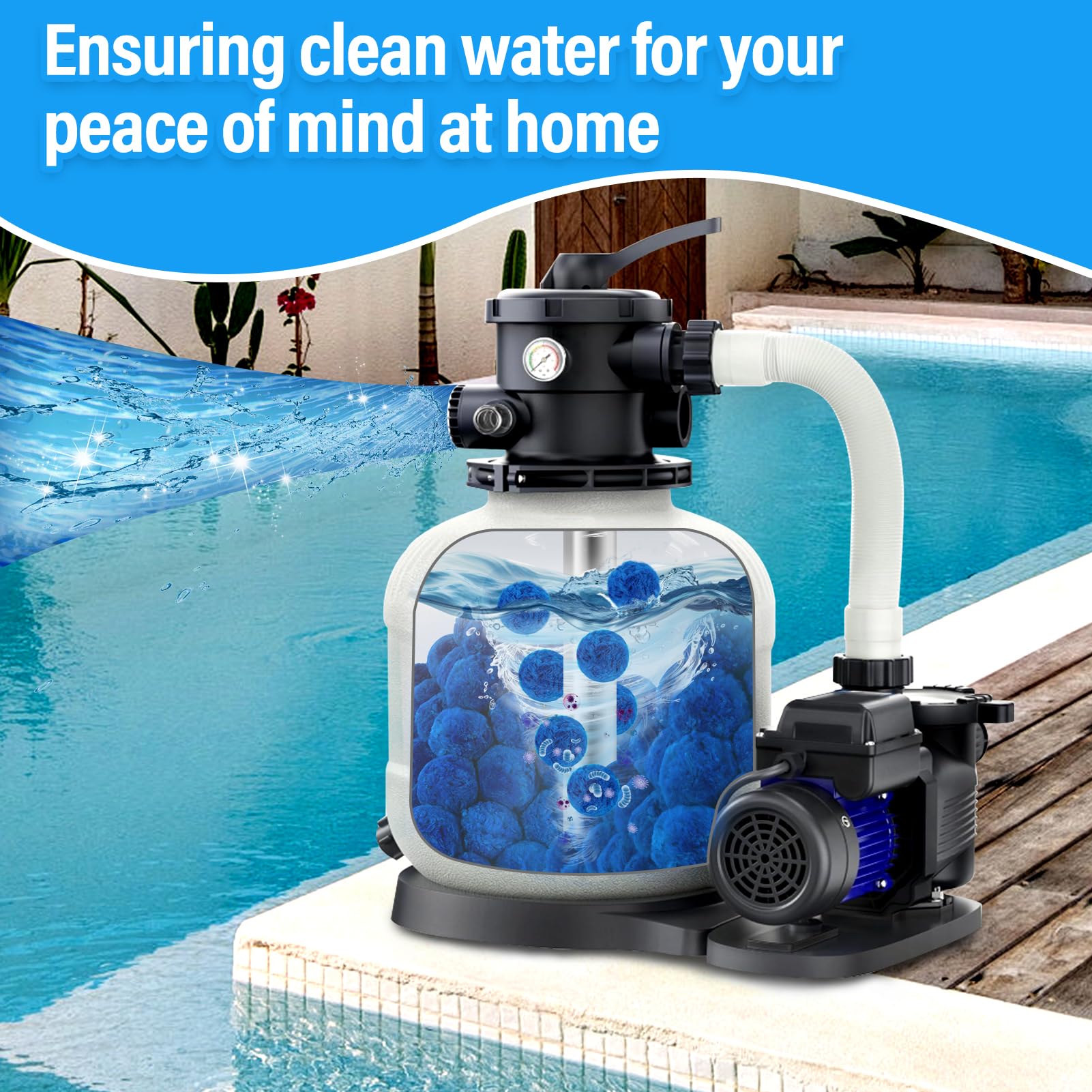 Packaging of REGMICS Pool Filter Balls with product details