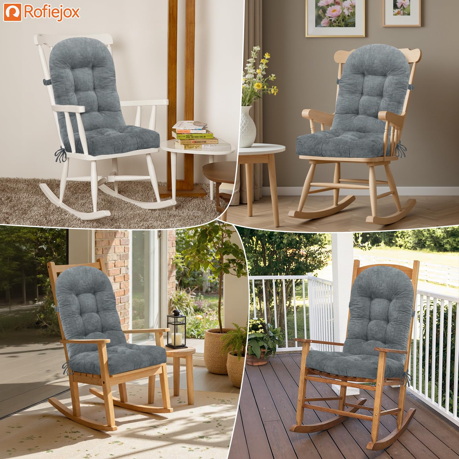 Packaging of ROFIEJOX Rocking Chair Cushion