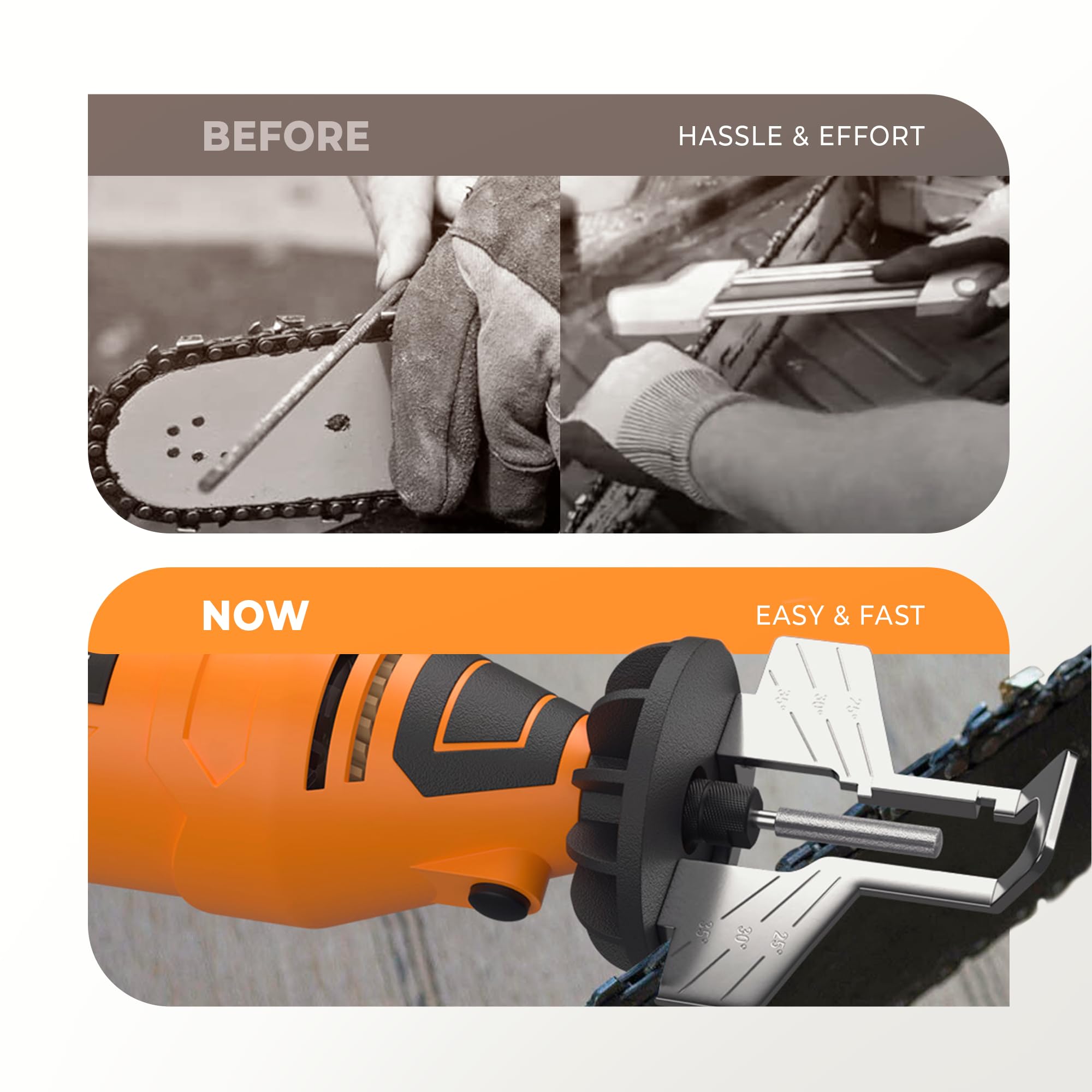 Packaging of Sharp Pebble Electric Chainsaw Sharpener Kit