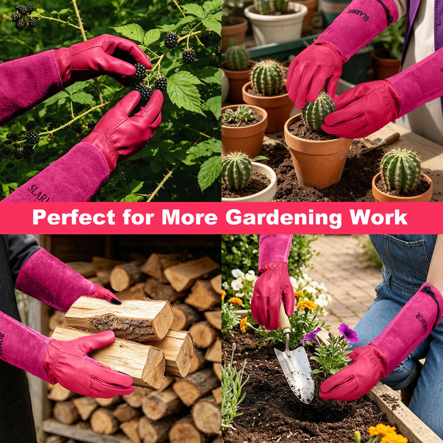 Packaging of SLARMOR Gardening Gloves with product details