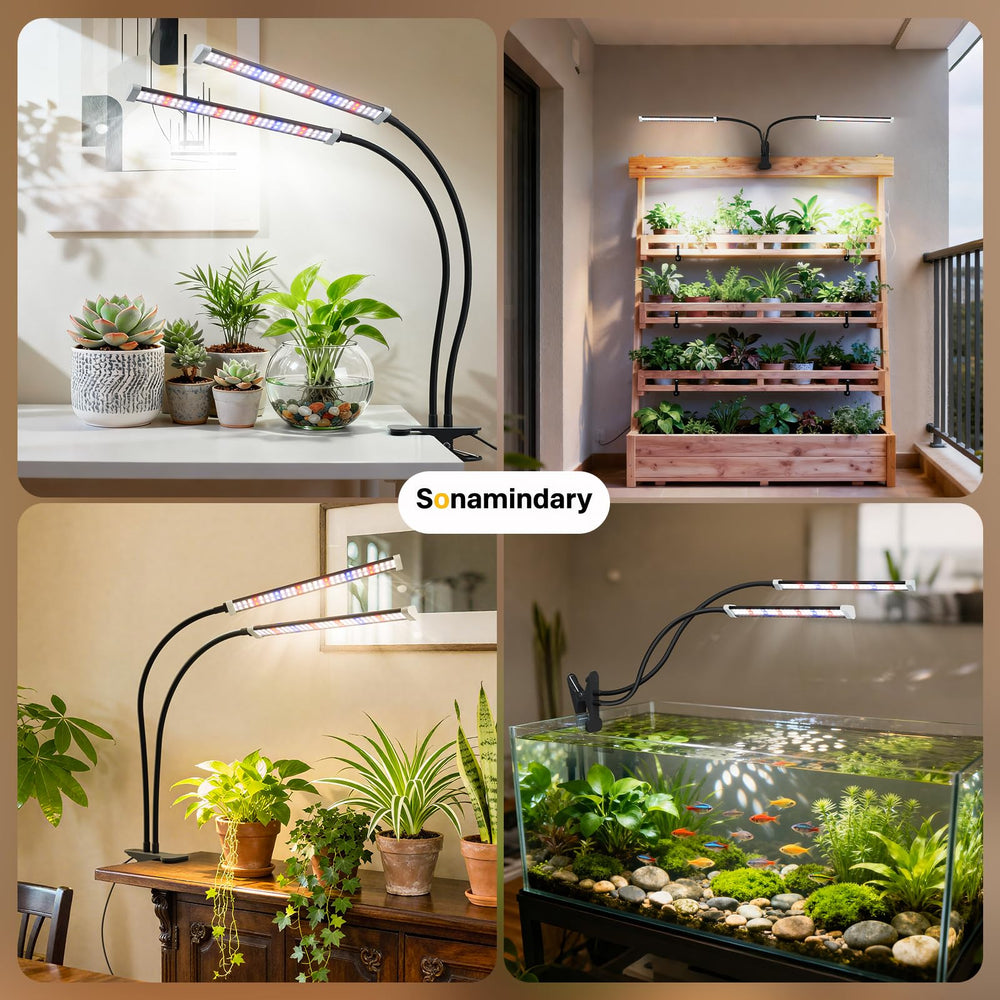 Packaging of Sonamindary grow light including adapter