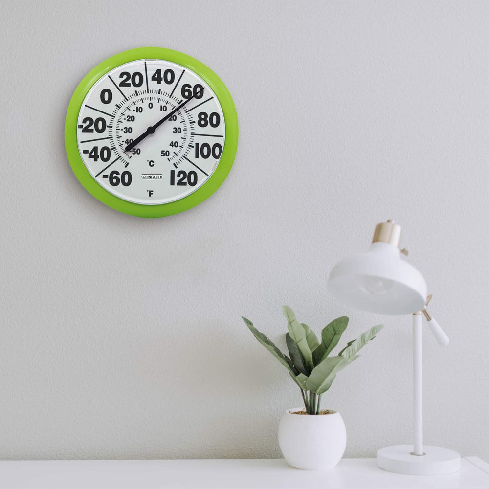 Packaging of Springfield Indoor Outdoor thermometer with product details