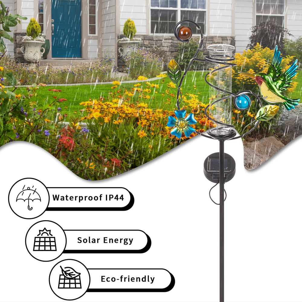 Packaging of Stargarden Hummingbird Rain Gauge with instructions