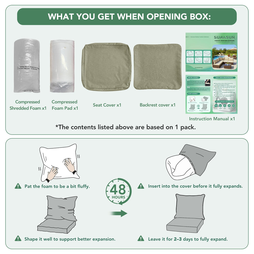 Packaging of Summsun outdoor chair cushion set
