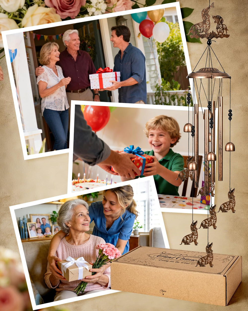 Packaging of SUNCKET 34 Inch Dachshund Wind Chimes
