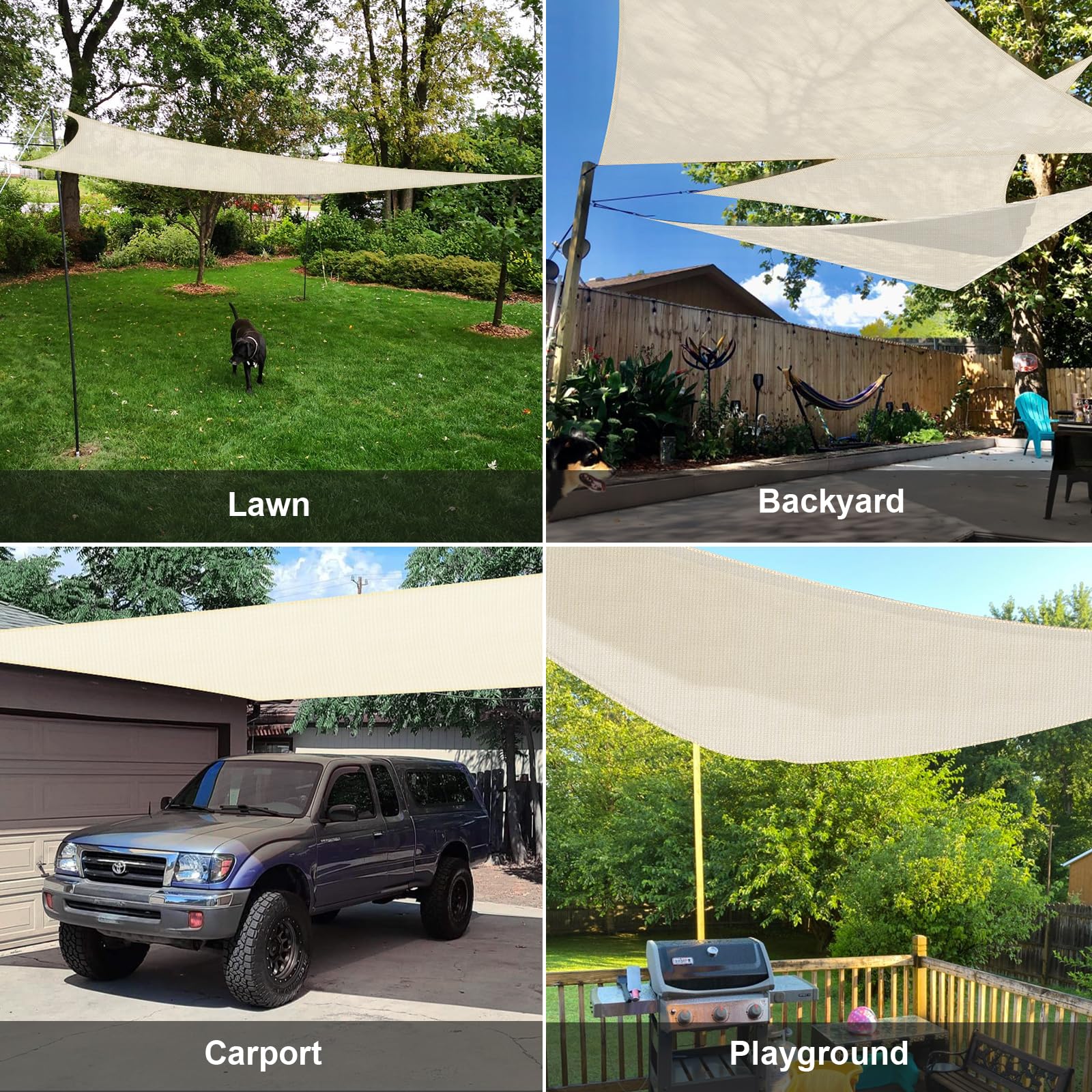 Packaging of SUNLAX Sun Shade Sail with product details