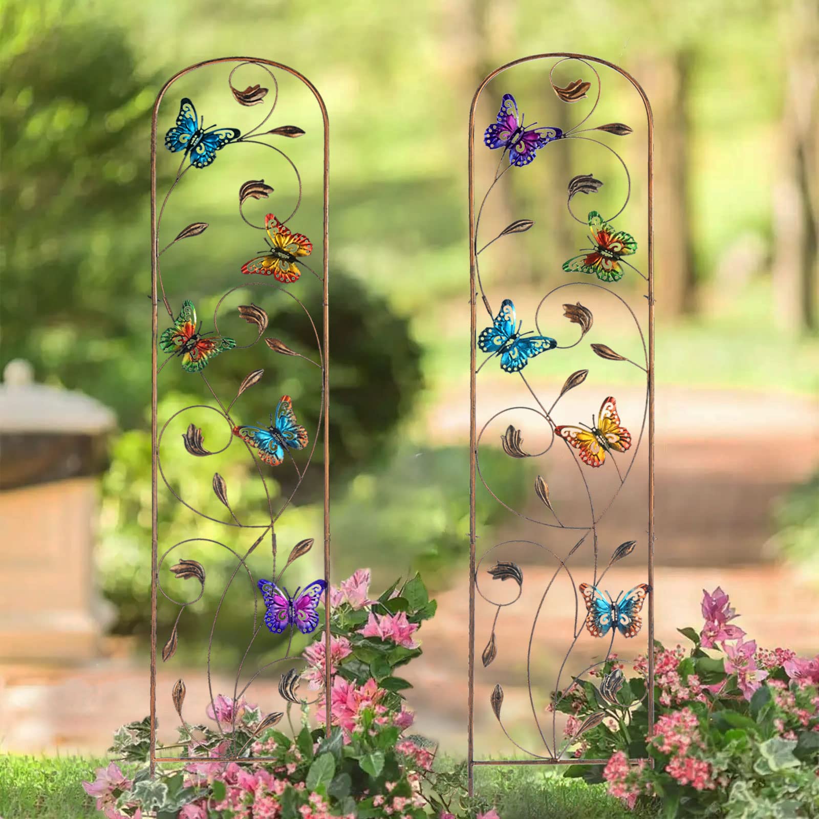 Packaging of SUNNYPARK butterfly metal garden trellis set
