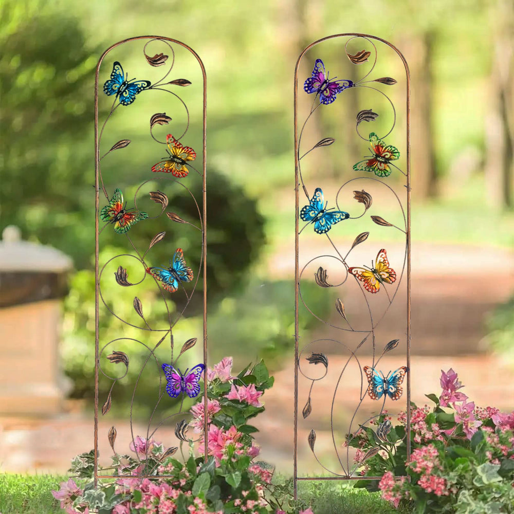 Packaging of SUNNYPARK butterfly metal garden trellis set