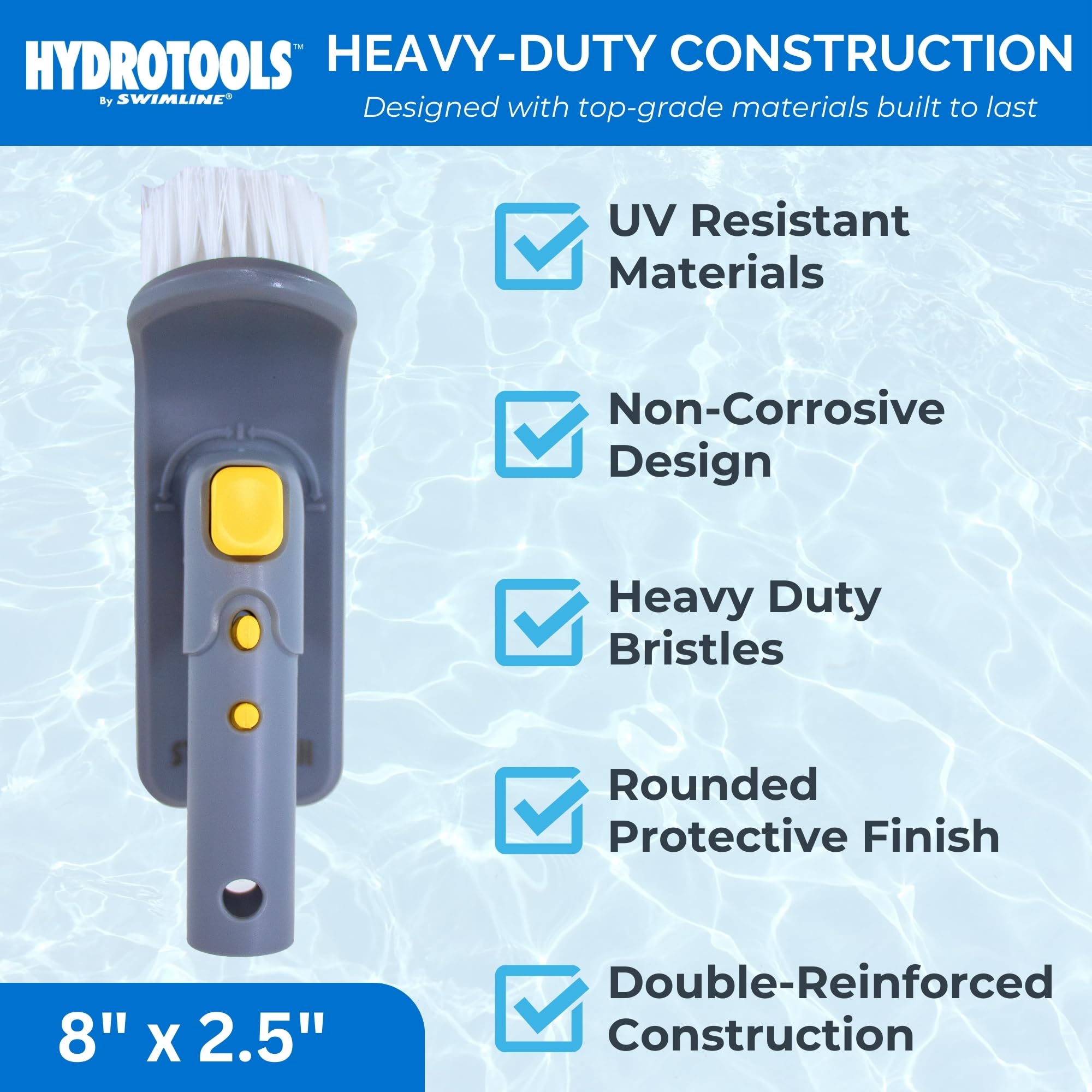 Packaging of Swimline Pool Brush showing features