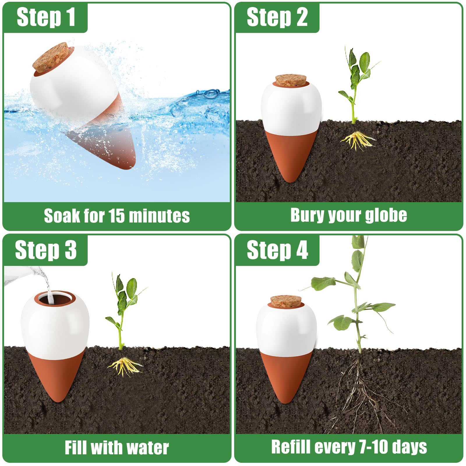 Packaging of terracotta watering spikes 4 pack