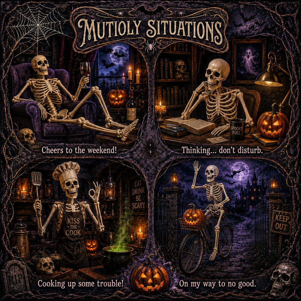 Packaging of the Abakuku Halloween skeleton decoration