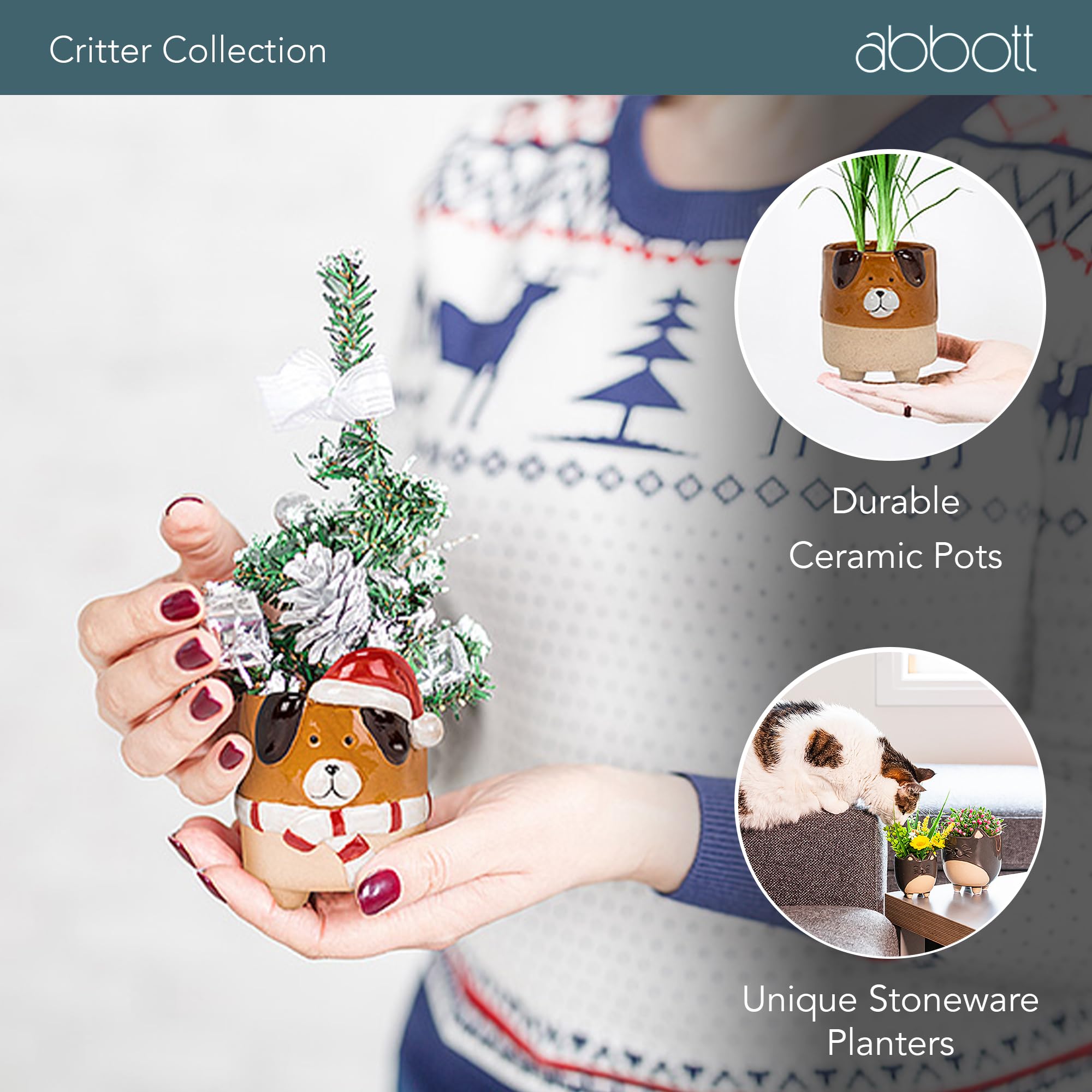 Packaging of the Abbott Collection Small Cat on Legs Planter