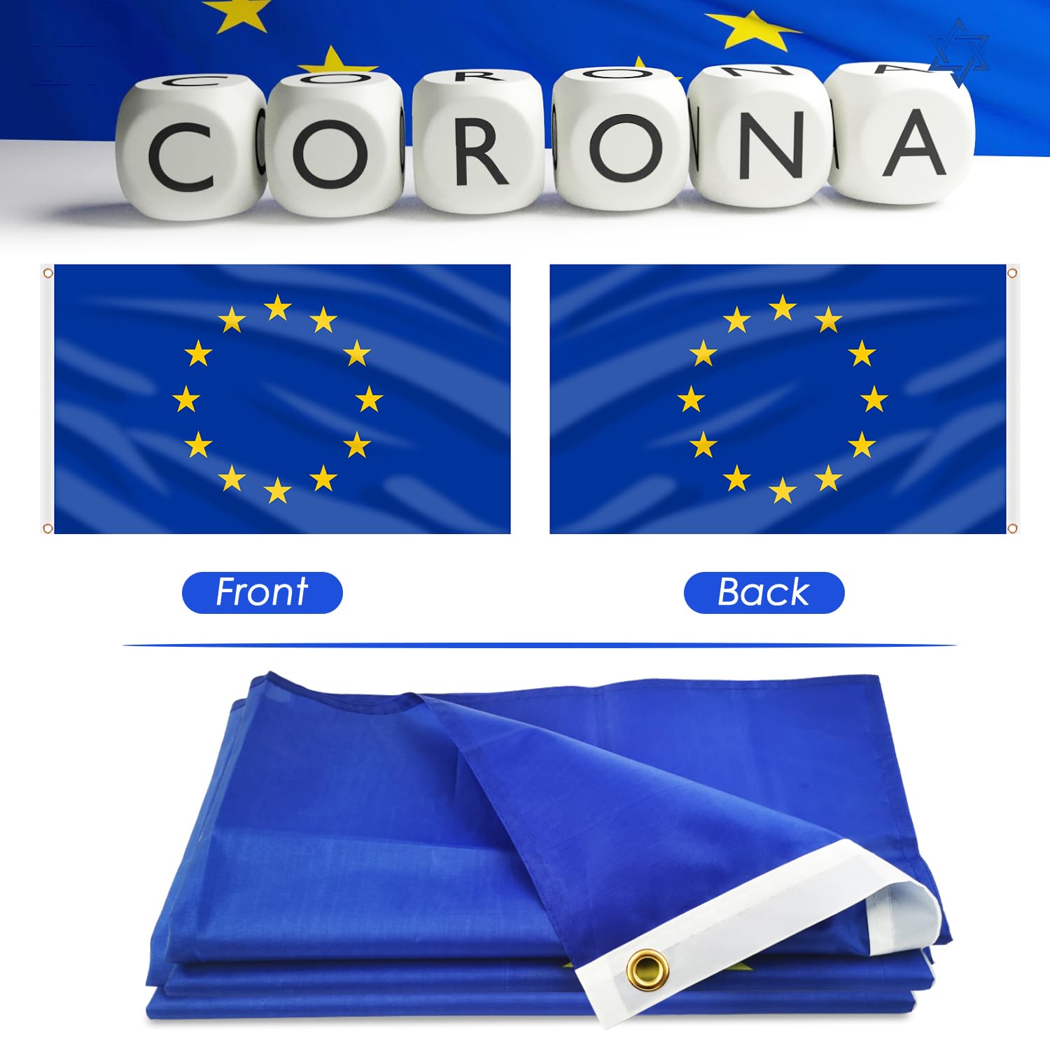 Packaging of the AhfuLife EU Flag 3x5 ft