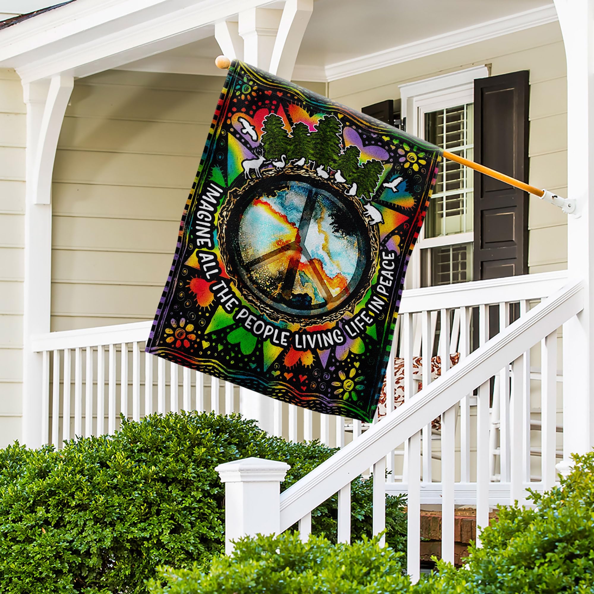 Packaging of the FLAGWIX Hippie House Flag