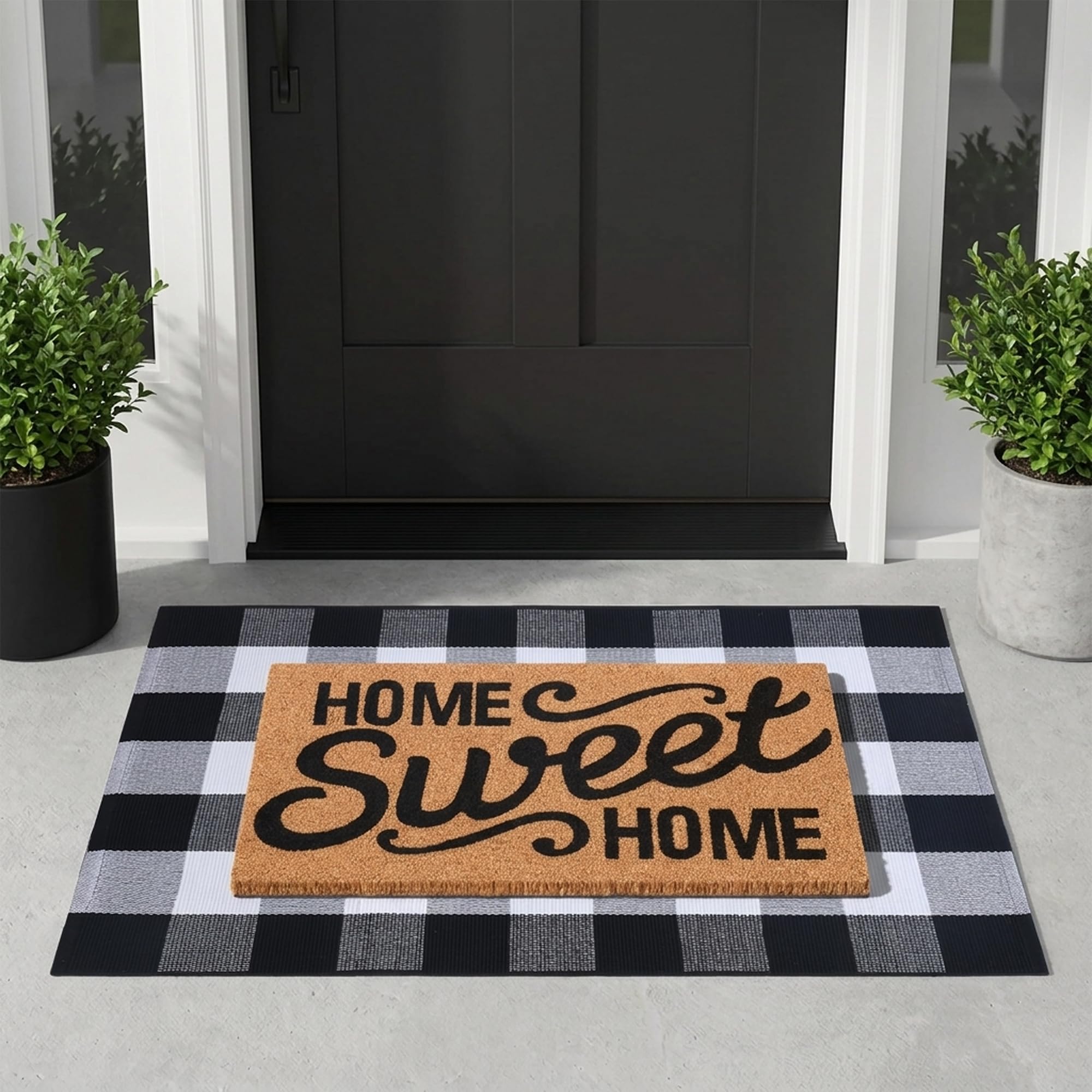 Packaging of the Homydecor doormat set showing dimensions
