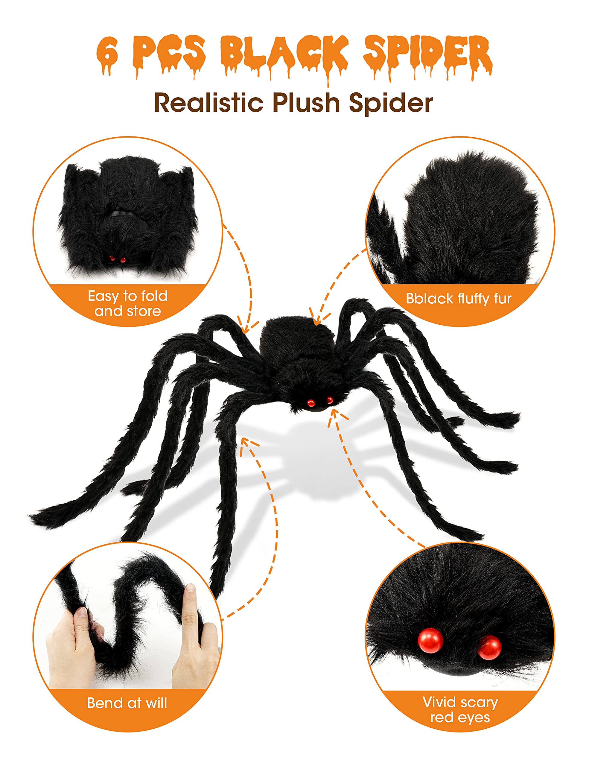 Packaging of the HOPOCO Halloween Plush Spider Set