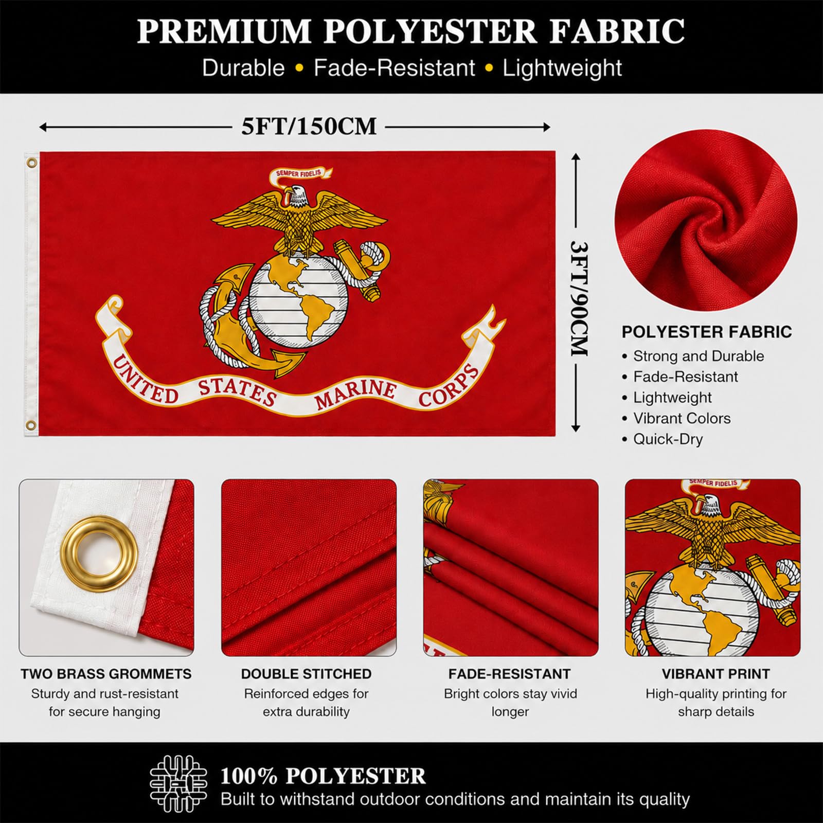 Packaging of the Hypoth US Marine Corps flag